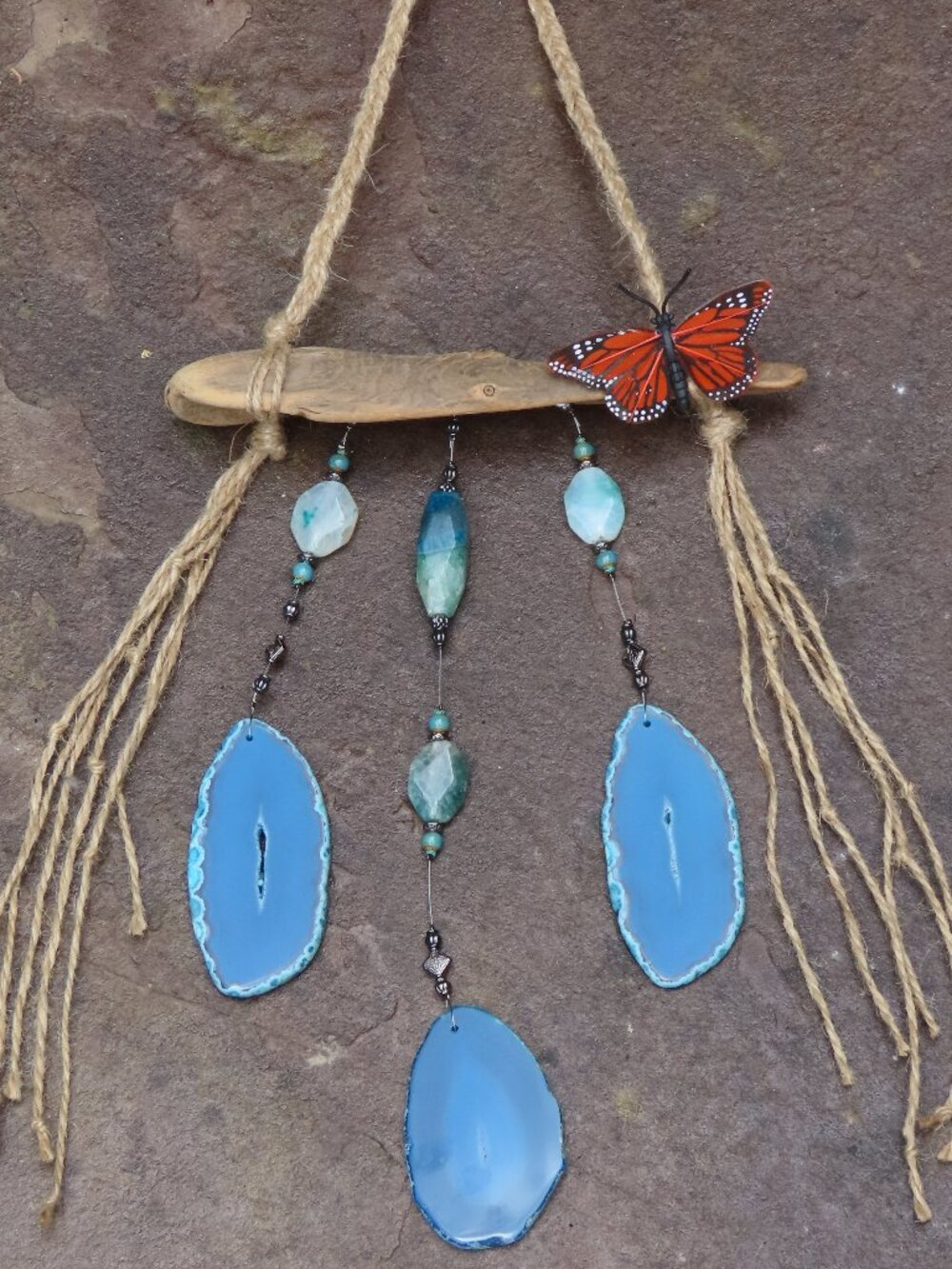Windchime with natural agate stone